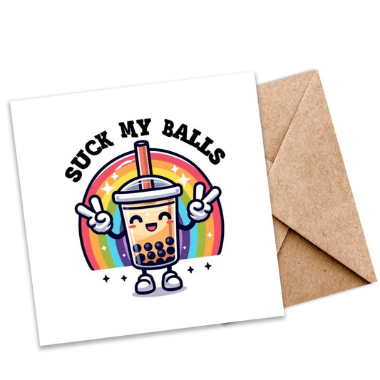 Eco-Friendly “Suck My Balls” Seeded Card | Plantable Greeting Card with Fun Boba Tea Design