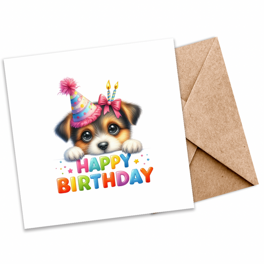 Eco-Friendly | Kids Plantable Birthday Card | Cute Dog Illustration