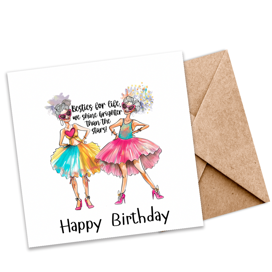 “Bestie for Life, We Shine Brighter Than the Stars” Eco-friendly Seeded Card