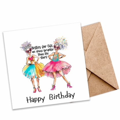 “Bestie for Life, We Shine Brighter Than the Stars” Eco-friendly Seeded Card