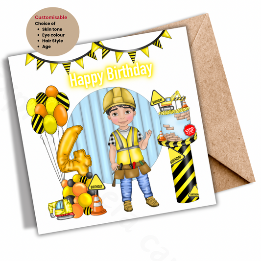 Kids Personalised Builder | Happy Birthday Card