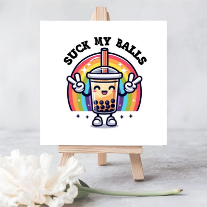 Eco-Friendly “Suck My Balls” Seeded Card | Plantable Greeting Card with Fun Boba Tea Design