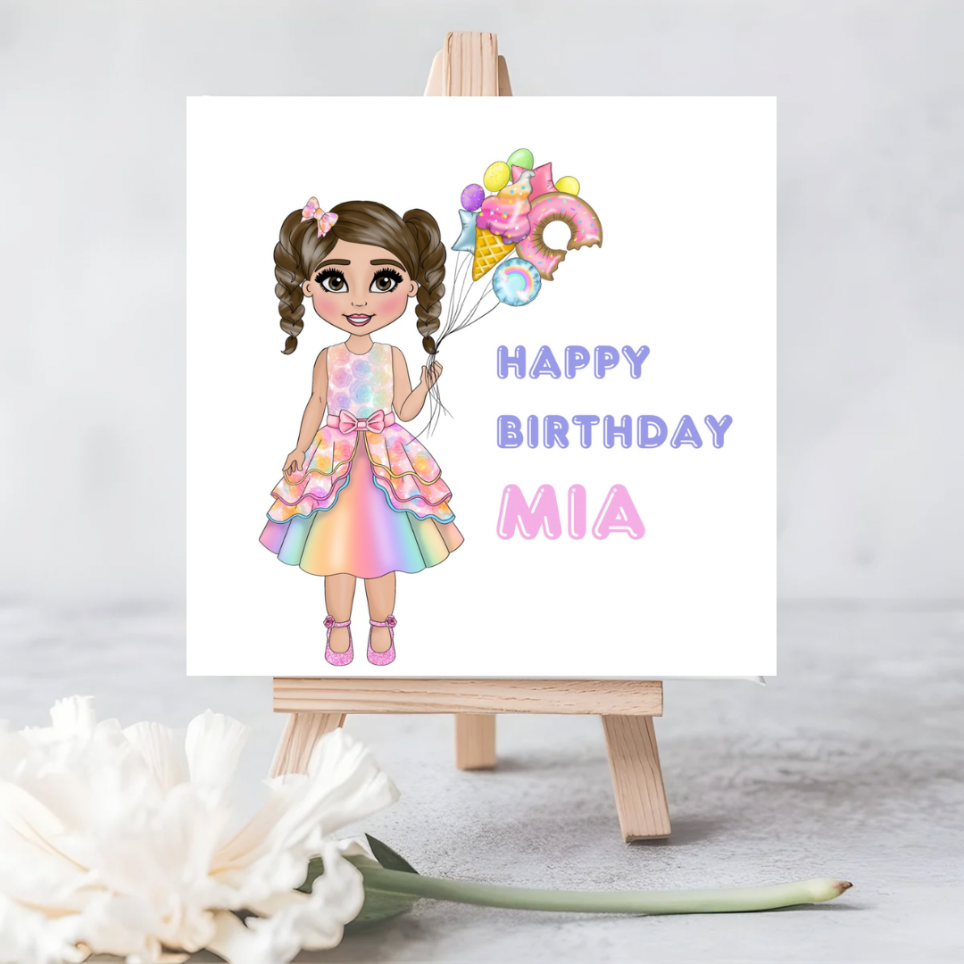 Customisable Rainbow Princess Seeded Card