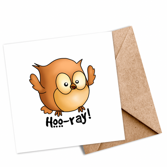 Joyful “Hooray” Owl Seeded Card