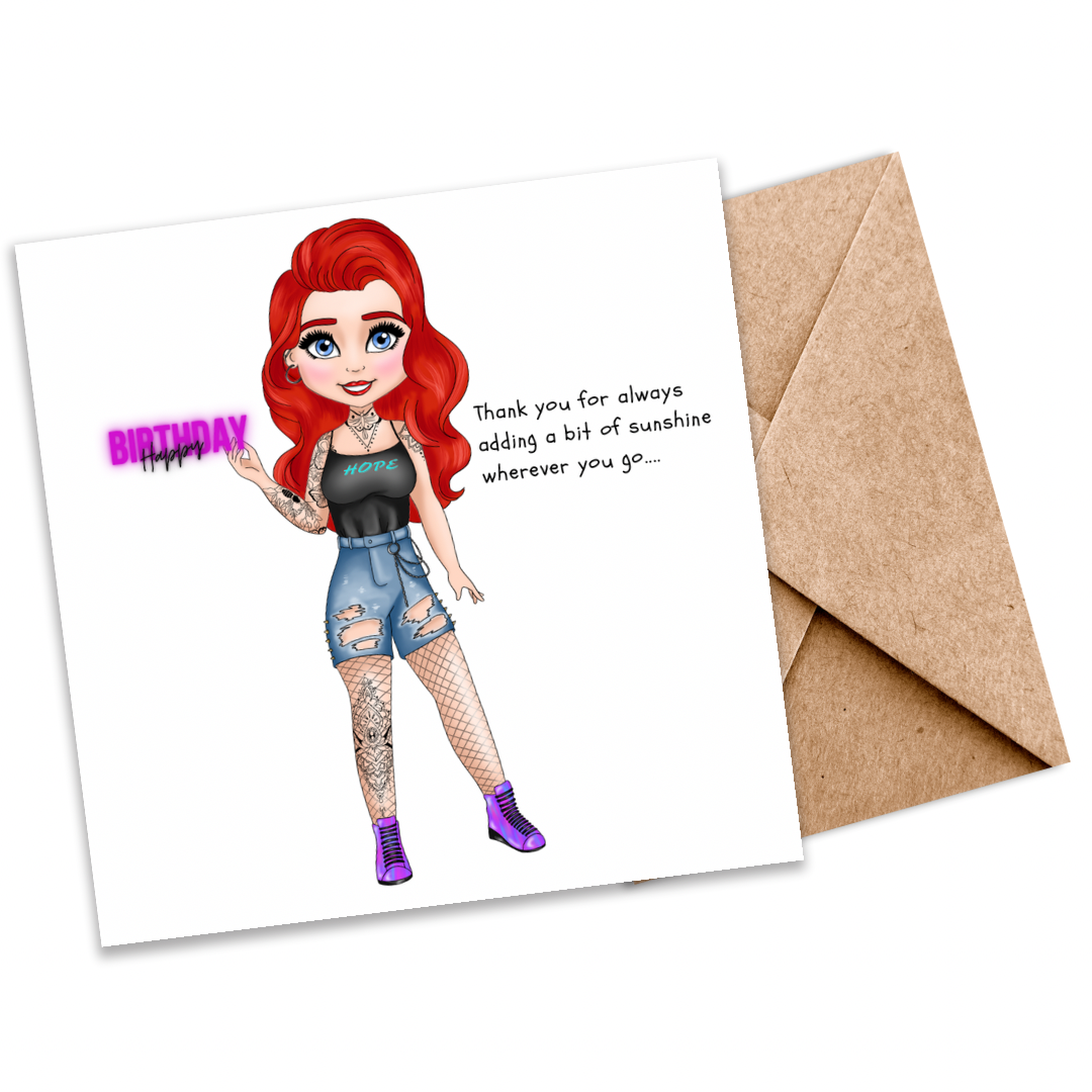 Customisable My Individuality Tattoo Girl Seeded Card – Celebrate Self-Expression