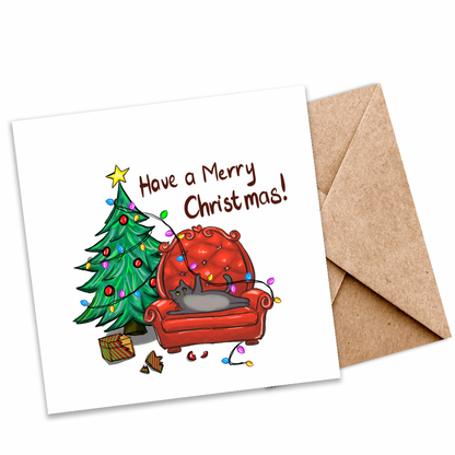 Unique “Merry Christmas” Funny Cat Seeded Card