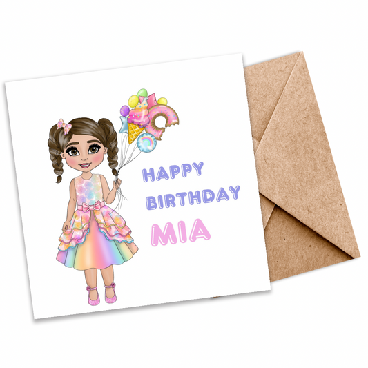 Customisable Rainbow Princess Seeded Card