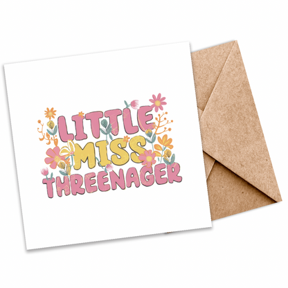 Little Miss Threenager” Plantable Birthday Card