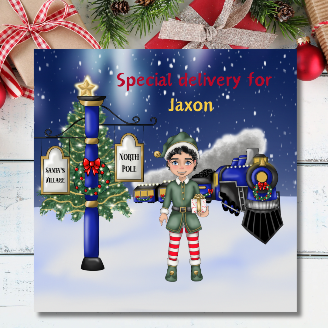 Personalised Elf Special Delivery Christmas Card