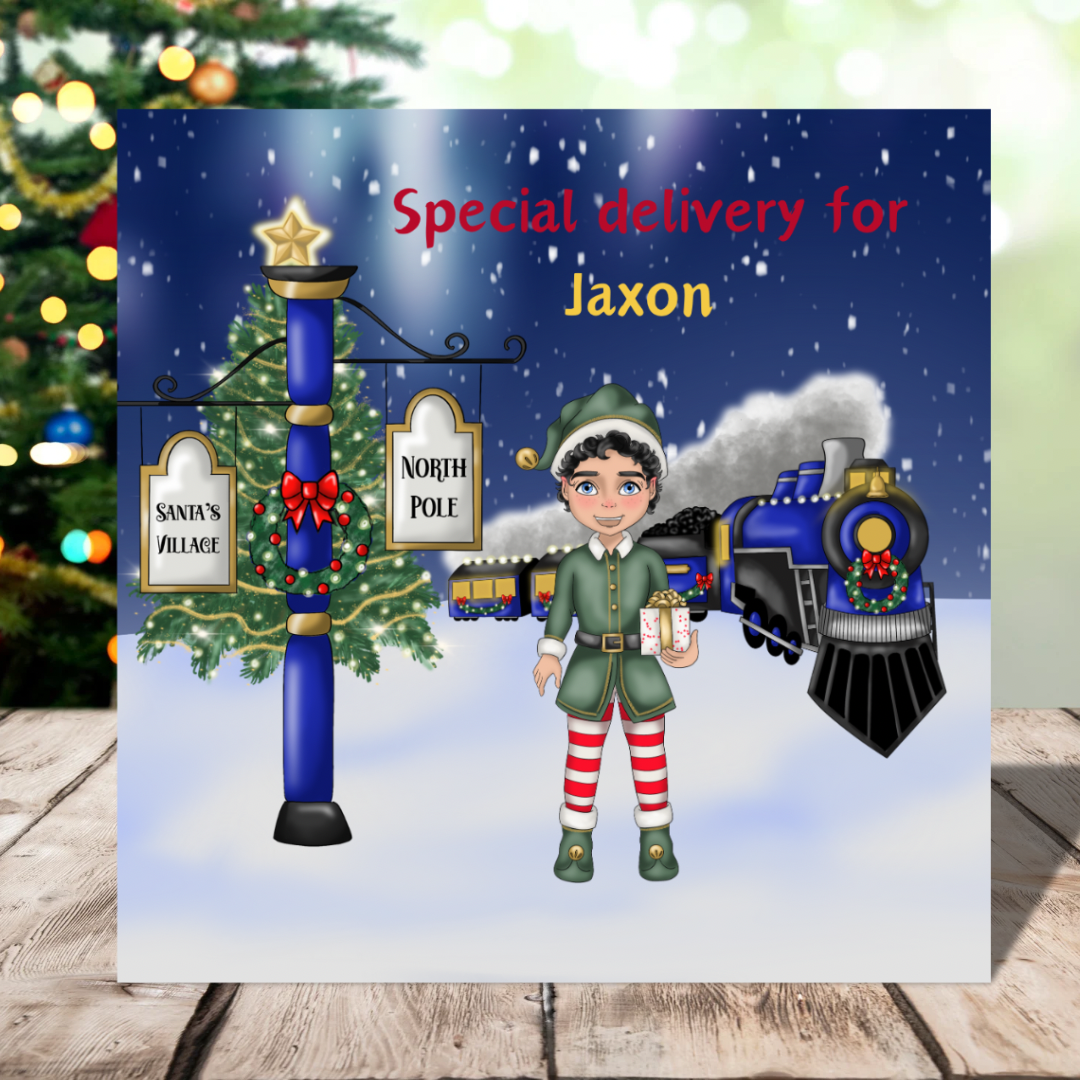 Personalised Elf Special Delivery Christmas Card