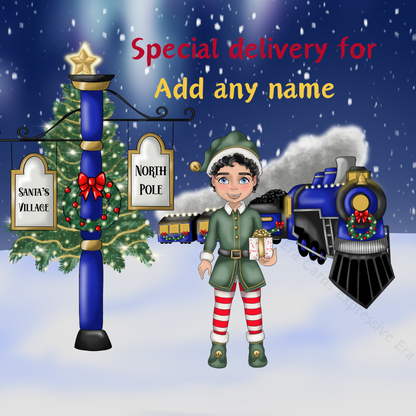 Personalised Elf Special Delivery Christmas Card