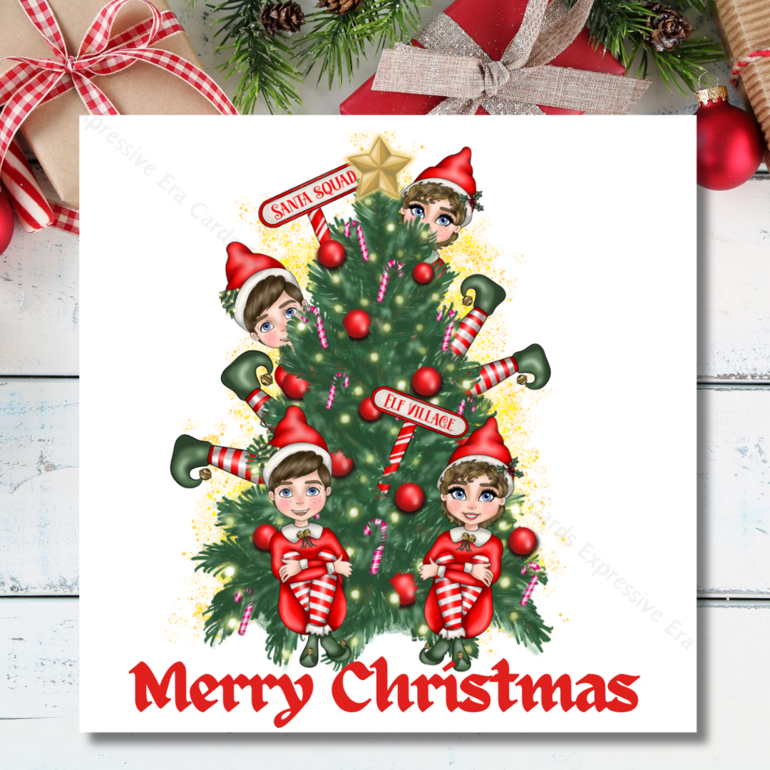 Cheeky Elf Christmas Card