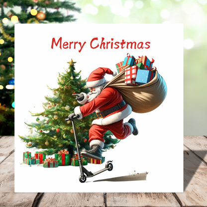 Santa on a Scooter | Plantable Seeded Christmas Card