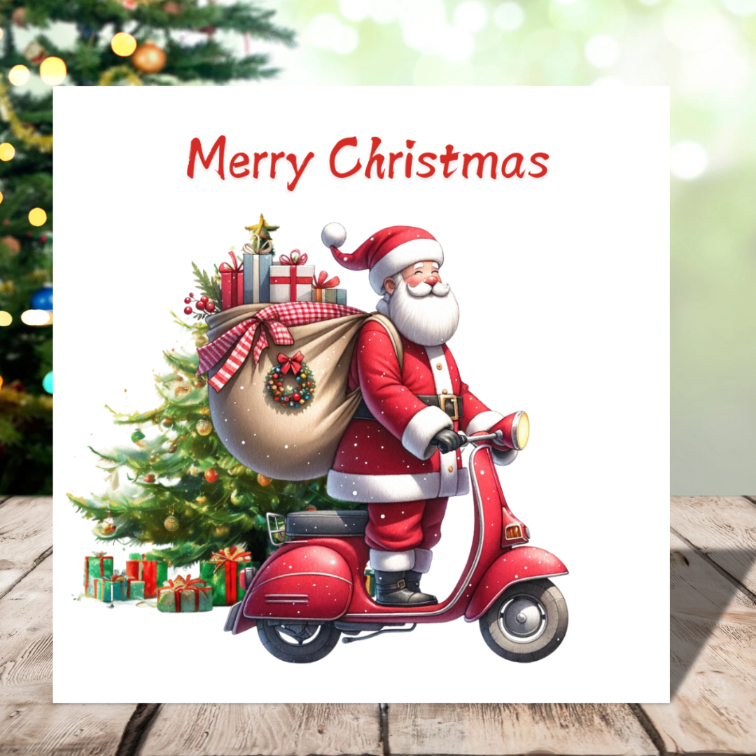 Santa on a Mobility Scooter | Plantable Seeded Christmas Card