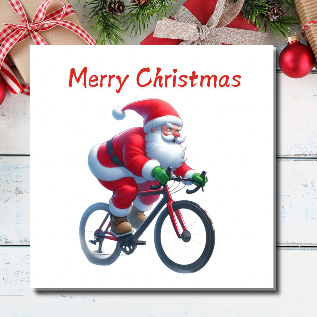 Plantable Seeded Christmas Card | Santa on a Bicycle