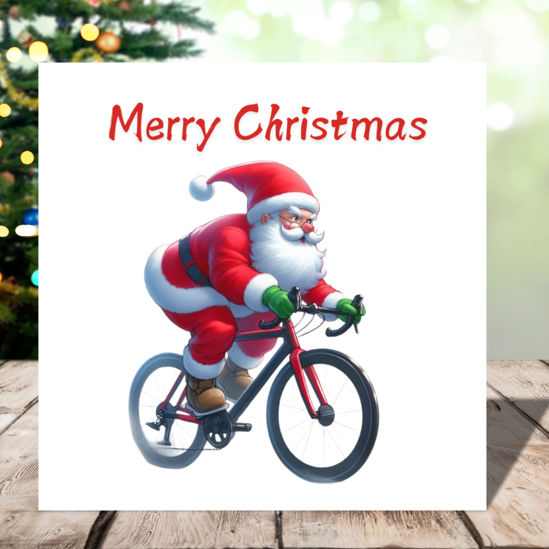 Plantable Seeded Christmas Card | Santa on a Bicycle