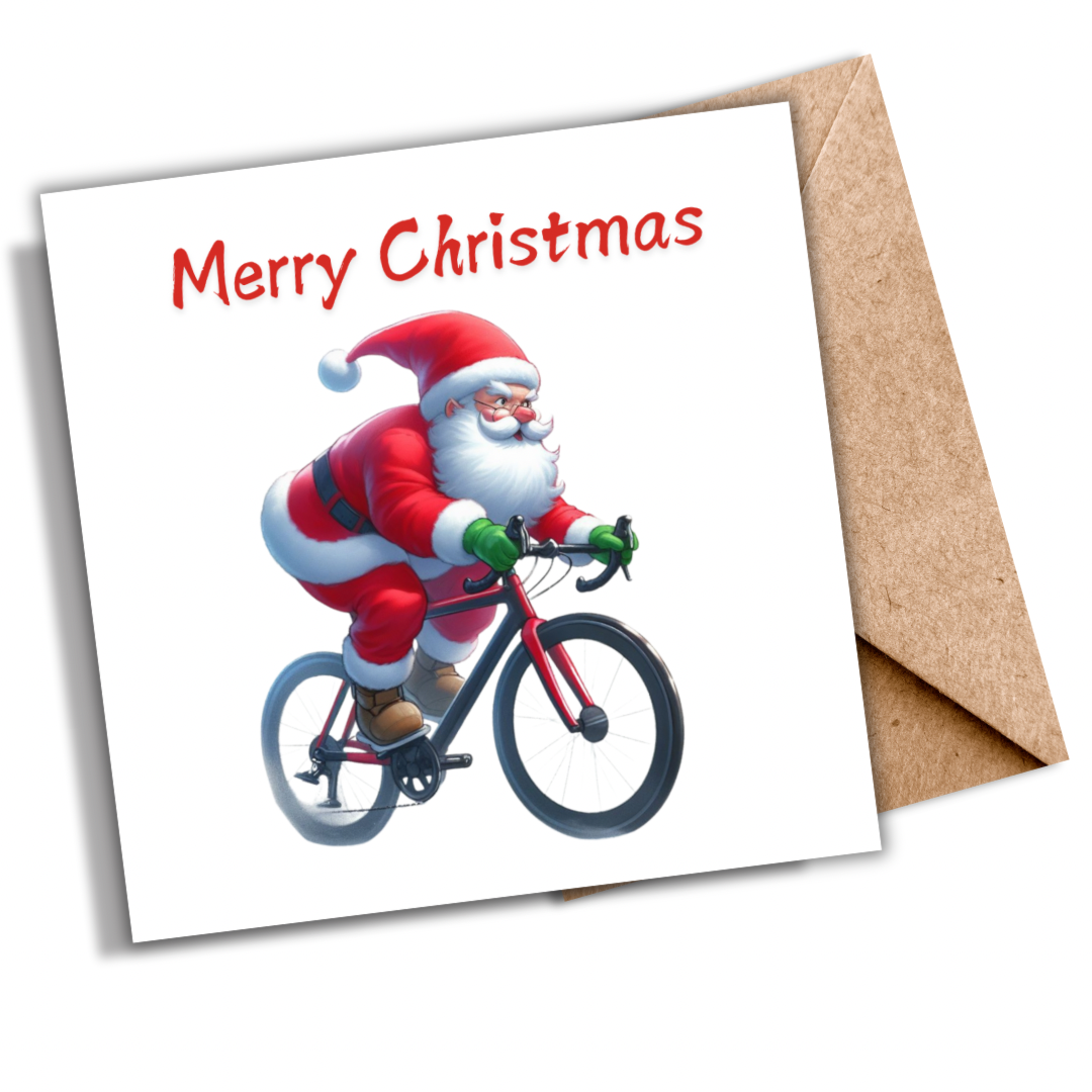 Plantable Seeded Christmas Card | Santa on a Bicycle