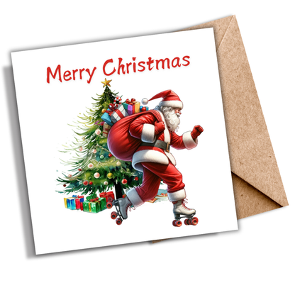 Santa on Rollerskates | Plantable Seeded Christmas Card