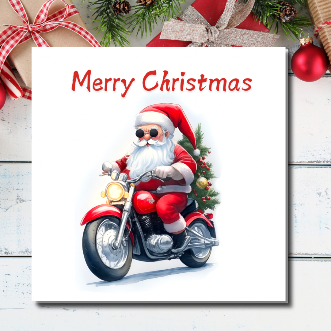 Santa on a Motorbike | Plantable Seeded Christmas Card