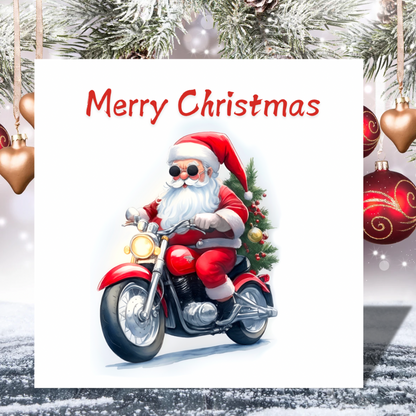 Santa on a Motorbike | Plantable Seeded Christmas Card