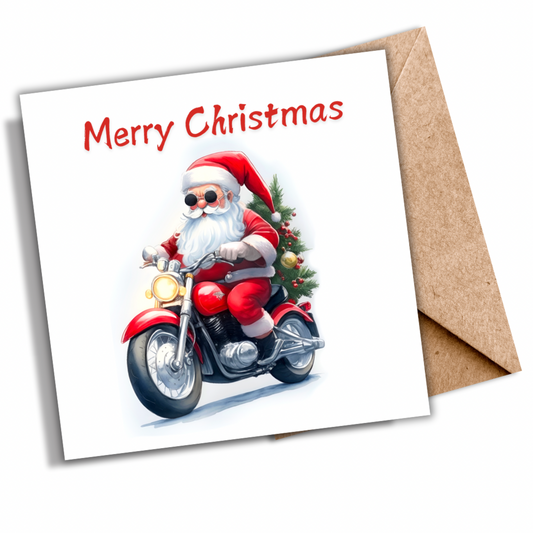 Santa on a Motorbike | Plantable Seeded Christmas Card