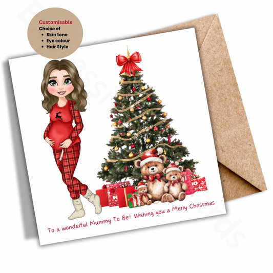 Personalised Pregnant Woman Christmas Card – Customise Yours!