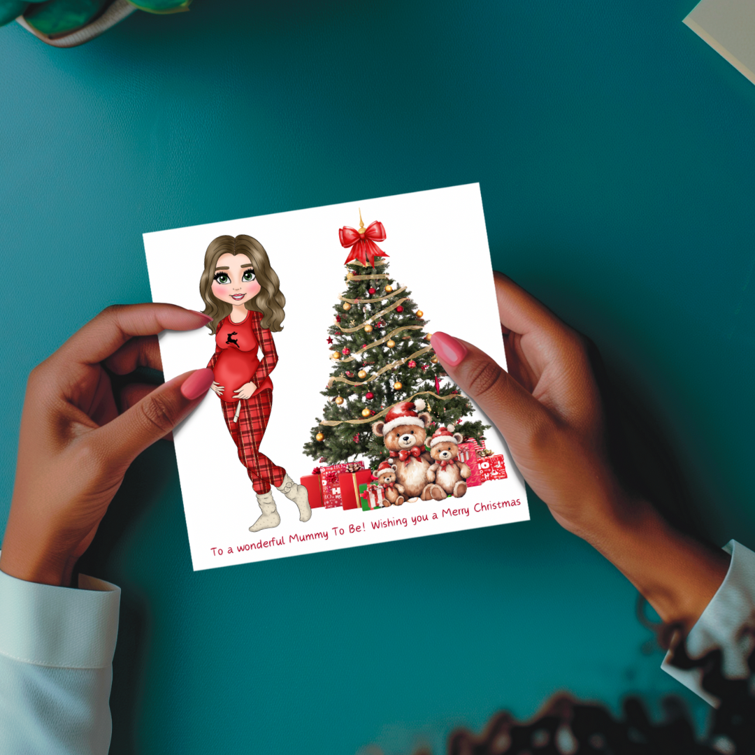 Personalised Pregnant Woman Christmas Card – Customise Yours!