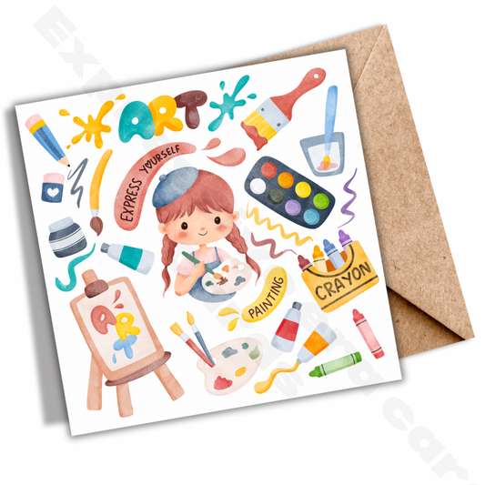 Express Yourself Art Lover Kids Greeting Card | Happy Birthday Card