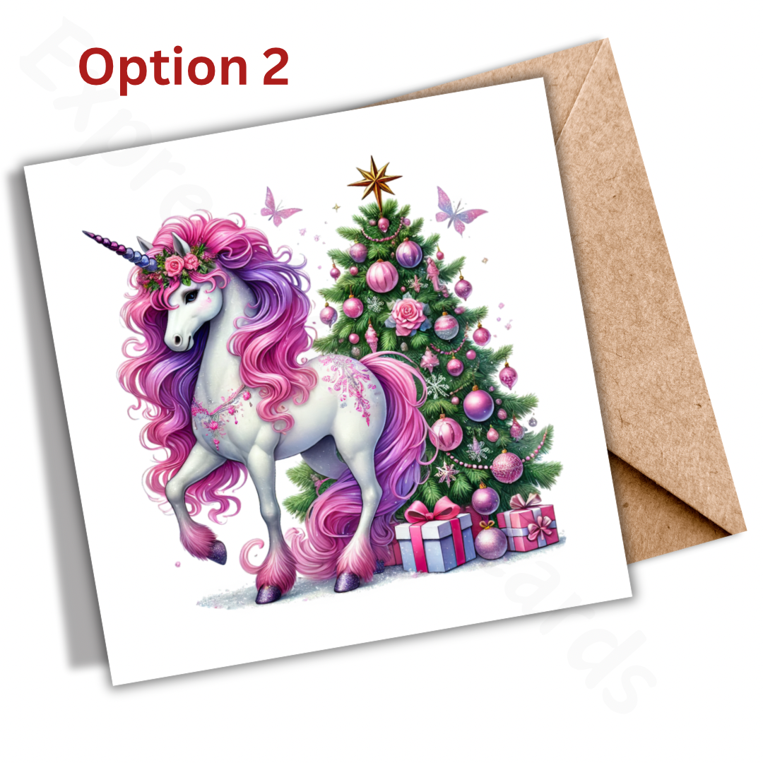 Magical Unicorn Christmas Cards - 5 Options to Choose from