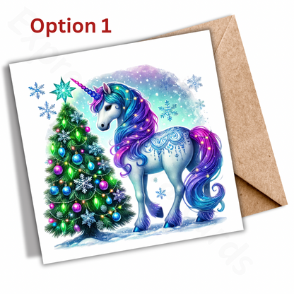 Magical Unicorn Christmas Cards - 5 Options to Choose from