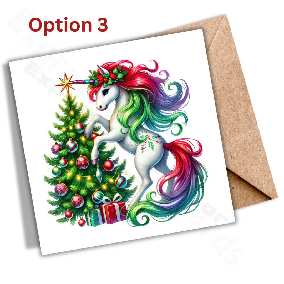 Magical Unicorn Christmas Cards - 5 Options to Choose from