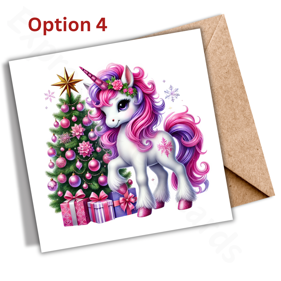 Magical Unicorn Christmas Cards - 5 Options to Choose from