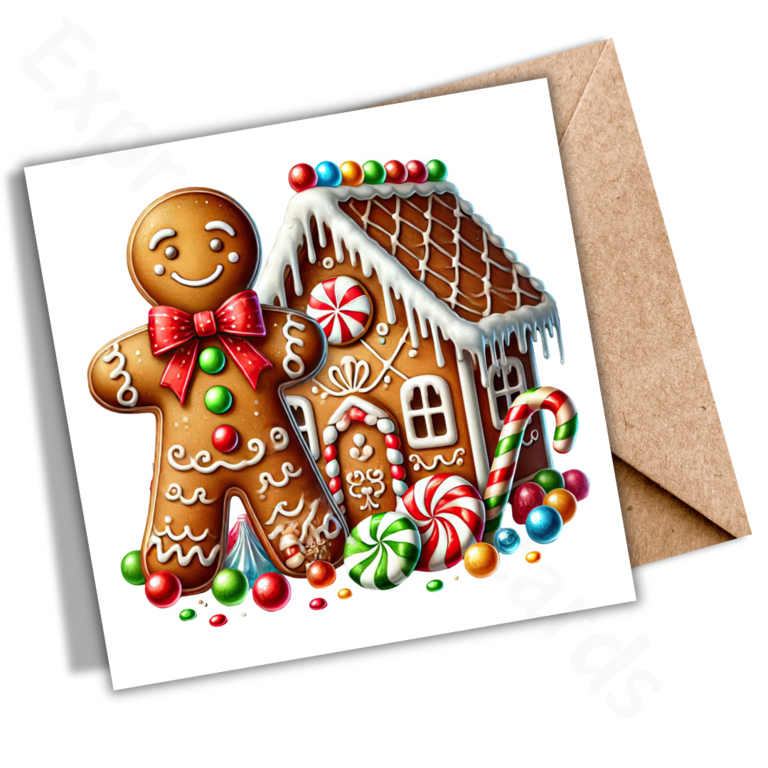 Gingerbread Man House | Merry Christmas Greeting Card