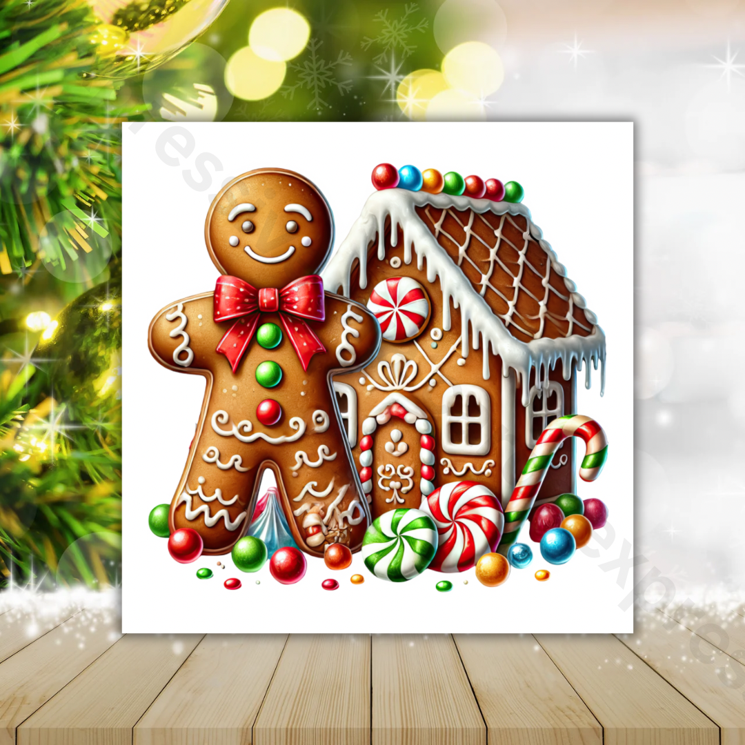 Gingerbread Man House | Merry Christmas Greeting Card