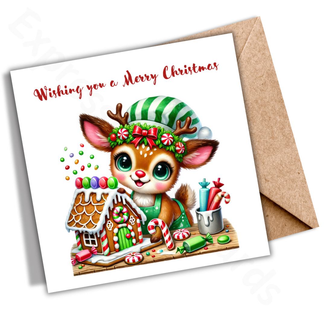 Merry Christmas Gingerbread House Greeting Card | Christmas Cards