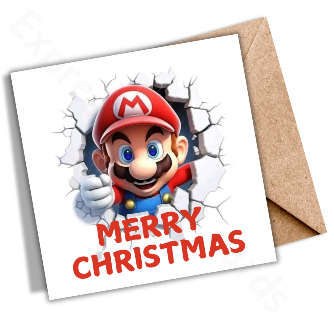 Mario Inspired Merry Christmas | Greeting Cards