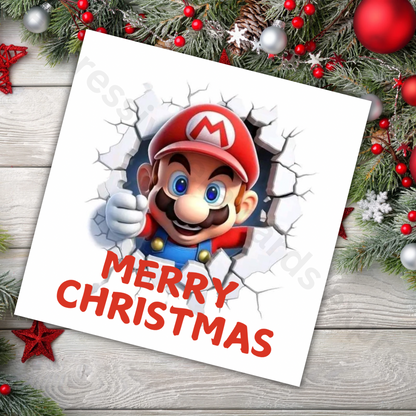 Mario Inspired Merry Christmas | Greeting Cards