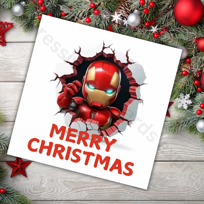 Super Hero | Iron Man Inspired Christmas Card | Greeting Cards