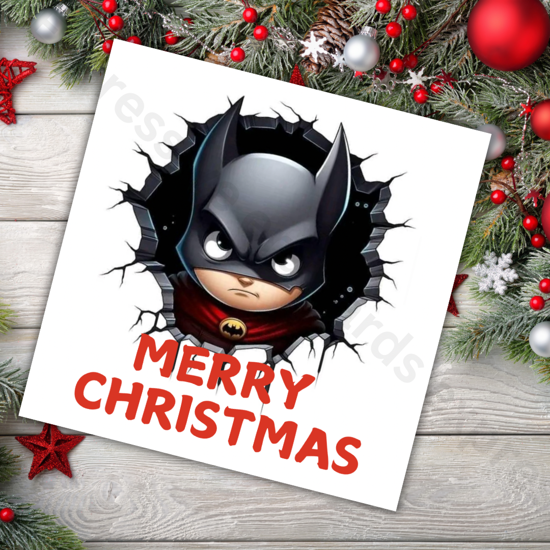 Batman Inspired Christmas Card For Kids