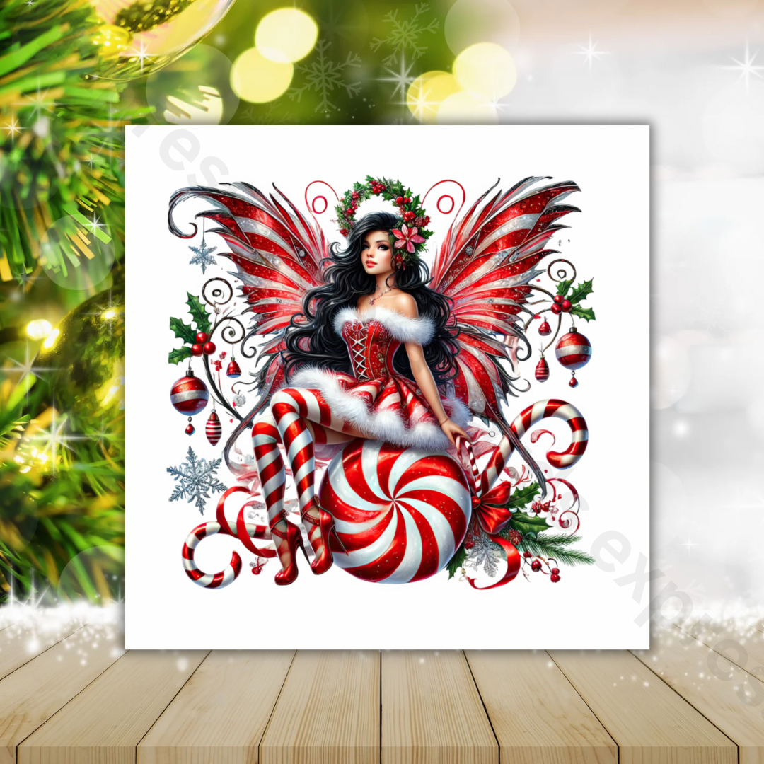 Peppermint Fairy Christmas Cards | Red and White Fairy