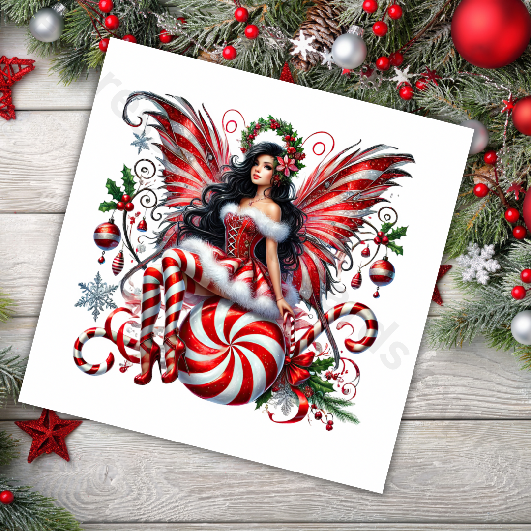 Peppermint Fairy Christmas Cards | Red and White Fairy