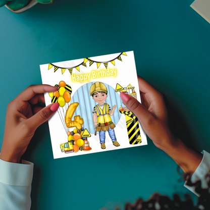 Kids Personalised Builder | Happy Birthday Card