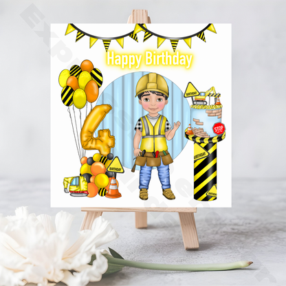 Kids Personalised Builder | Happy Birthday Card