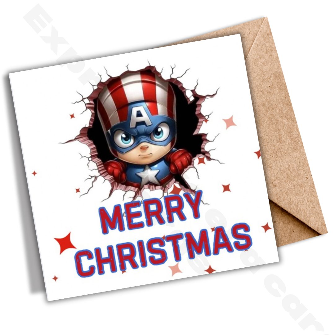 Super Hero Kids Christmas Cards