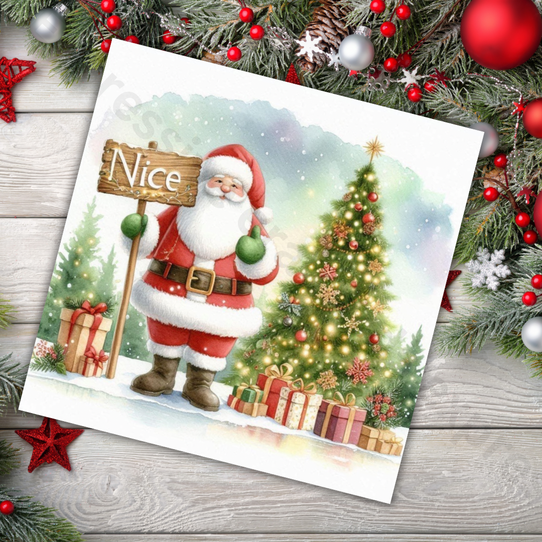 Naughty or Nice Christmas Card  | Funny Greetings Card with Santa