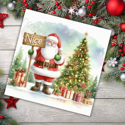 Naughty or Nice Christmas Card  | Funny Greetings Card with Santa