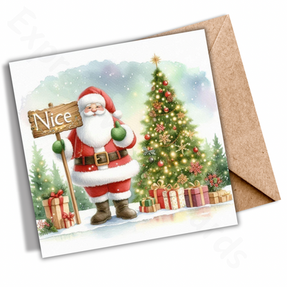 Naughty or Nice Christmas Card  | Funny Greetings Card with Santa