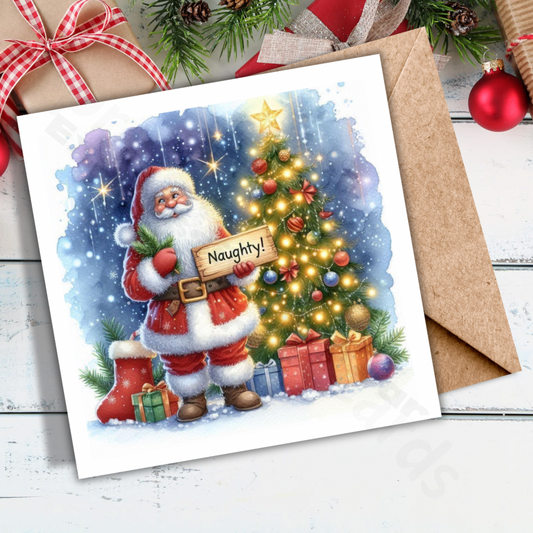 Naughty or Nice Christmas Card  | Funny Greetings Card with Santa