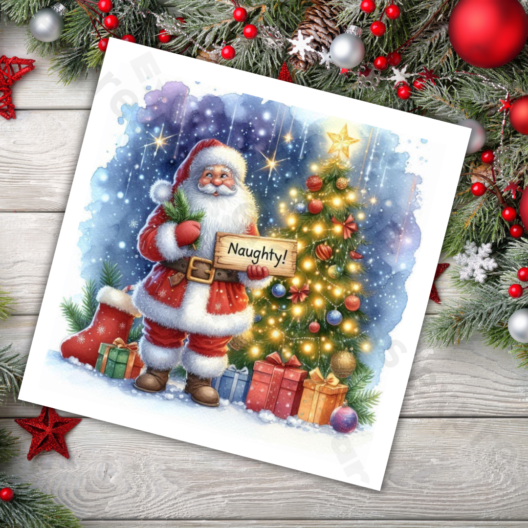 Naughty or Nice Christmas Card  | Funny Greetings Card with Santa