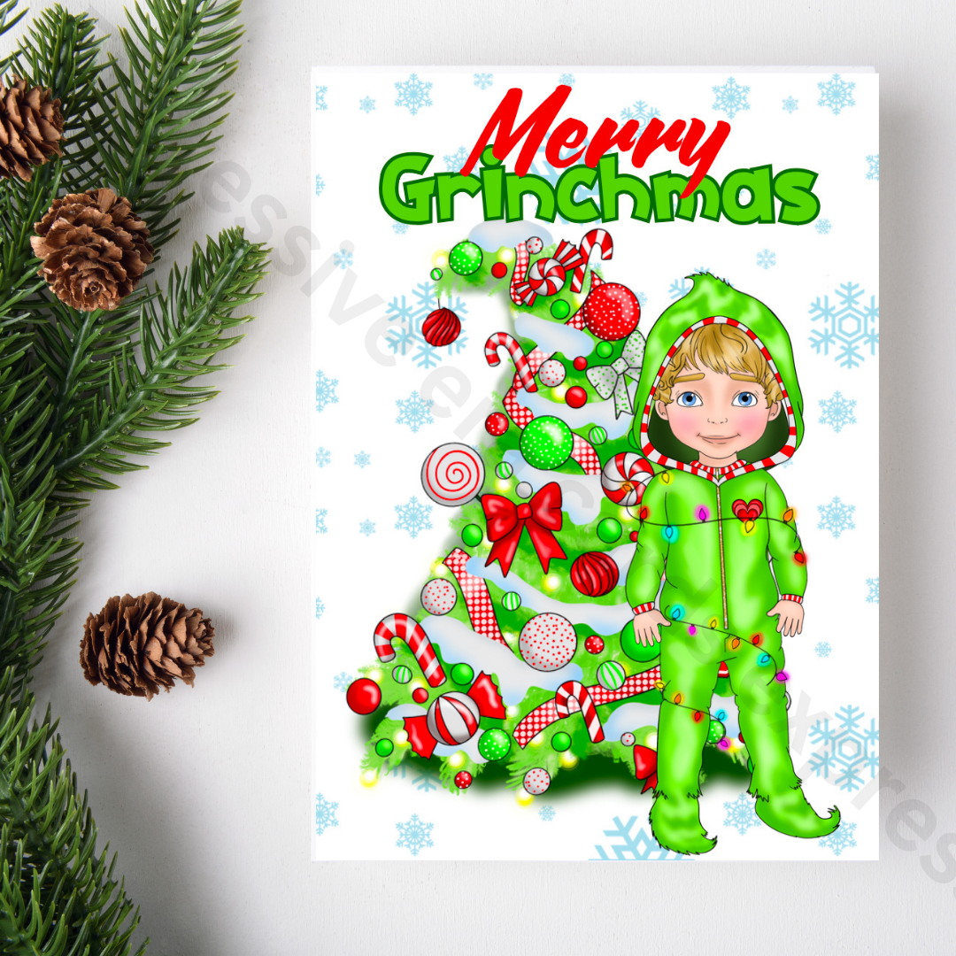 The Grinch Personalised Christmas Card | Merry Grinchmas | Greeting Cards